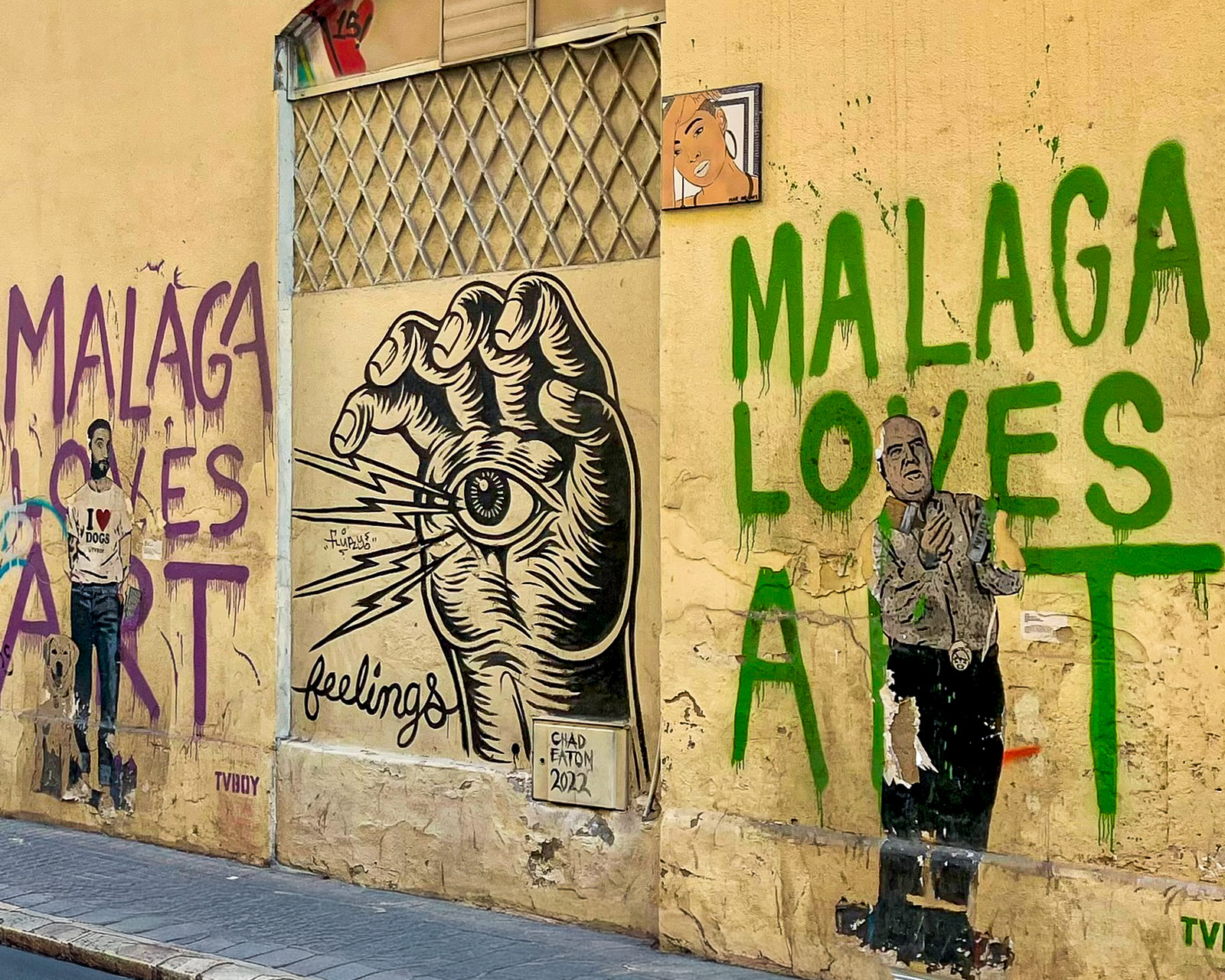 “Málaga Loves Art” by TVBOY and “Feelings” by Chad Eaton in Málaga’s Soho neighbourhood