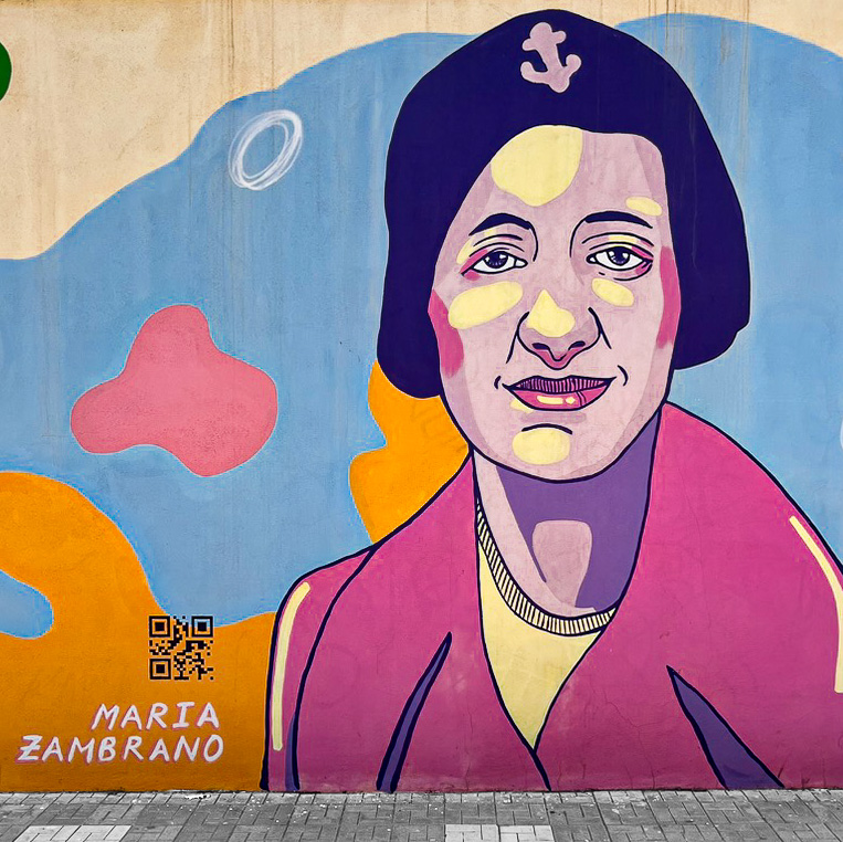 María Zambrano mural by Ángel Idígoras, part of the Miguel de Cervantes School murals in the Olletas neighbourhood in Málaga