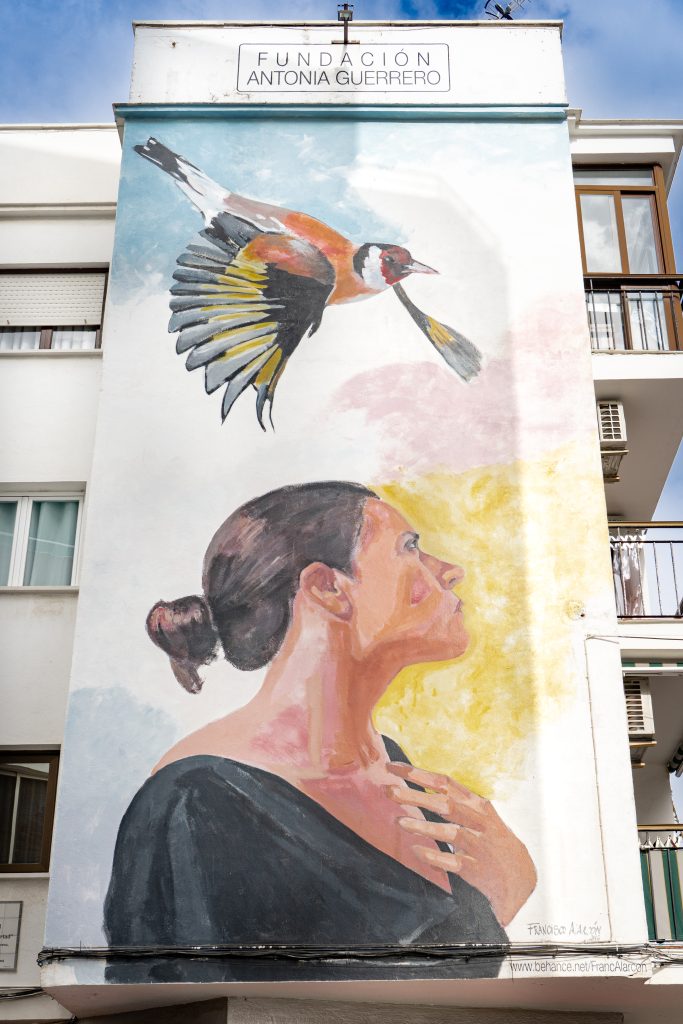 Mural “Sueños de Libertad” que representa a Antonia Guerrero por Francisco Alarcón, encargado por la Fundación Antonia Guerrero en Estepona