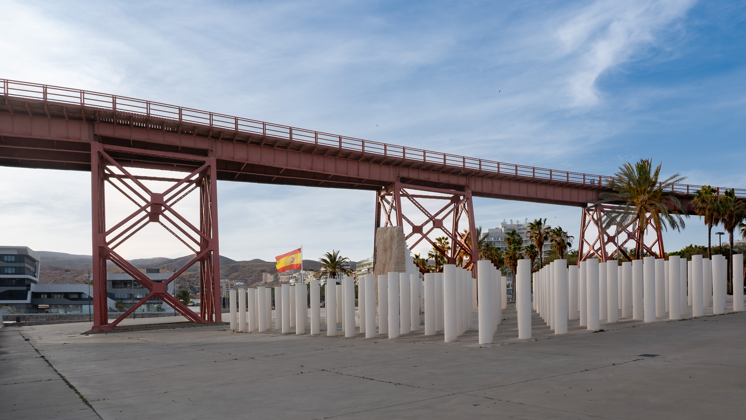 English Cable structure (“Cable Inglés”) in the Port of Almería, near Playa de las Almadrabillas