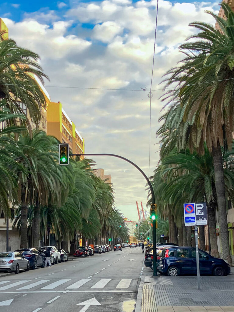 Alameda de Colón in the Soho district which leads to the industrial port (Muelle de Heredia)