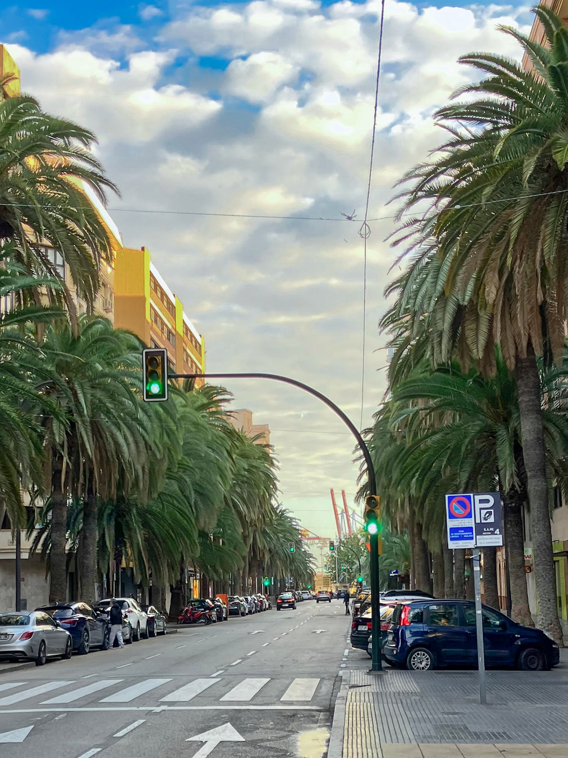 Alameda de Colón in the Soho district which leads to the industrial port (Muelle de Heredia)