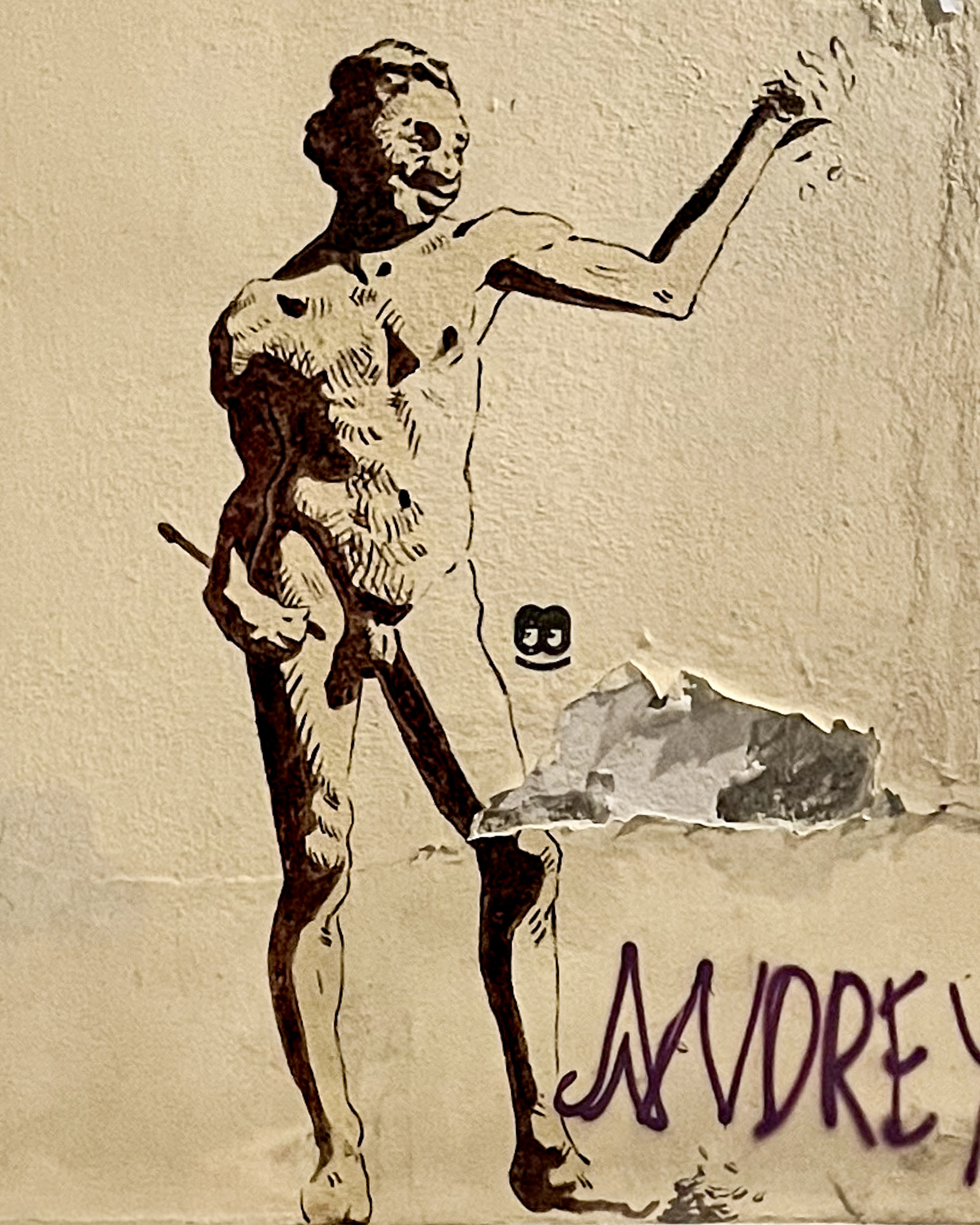 Soho street art naked man unknown artist