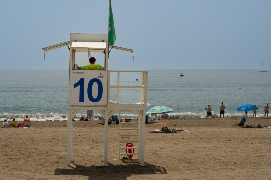 Lifeguard station on La Rada Beach in Estepona