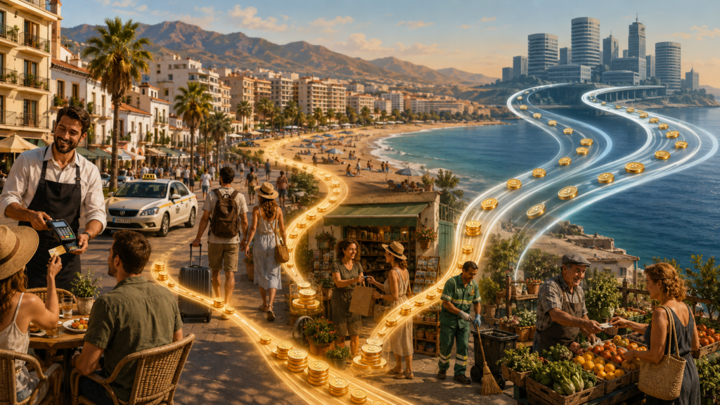 Where does the money from tourism in Andalusia go?