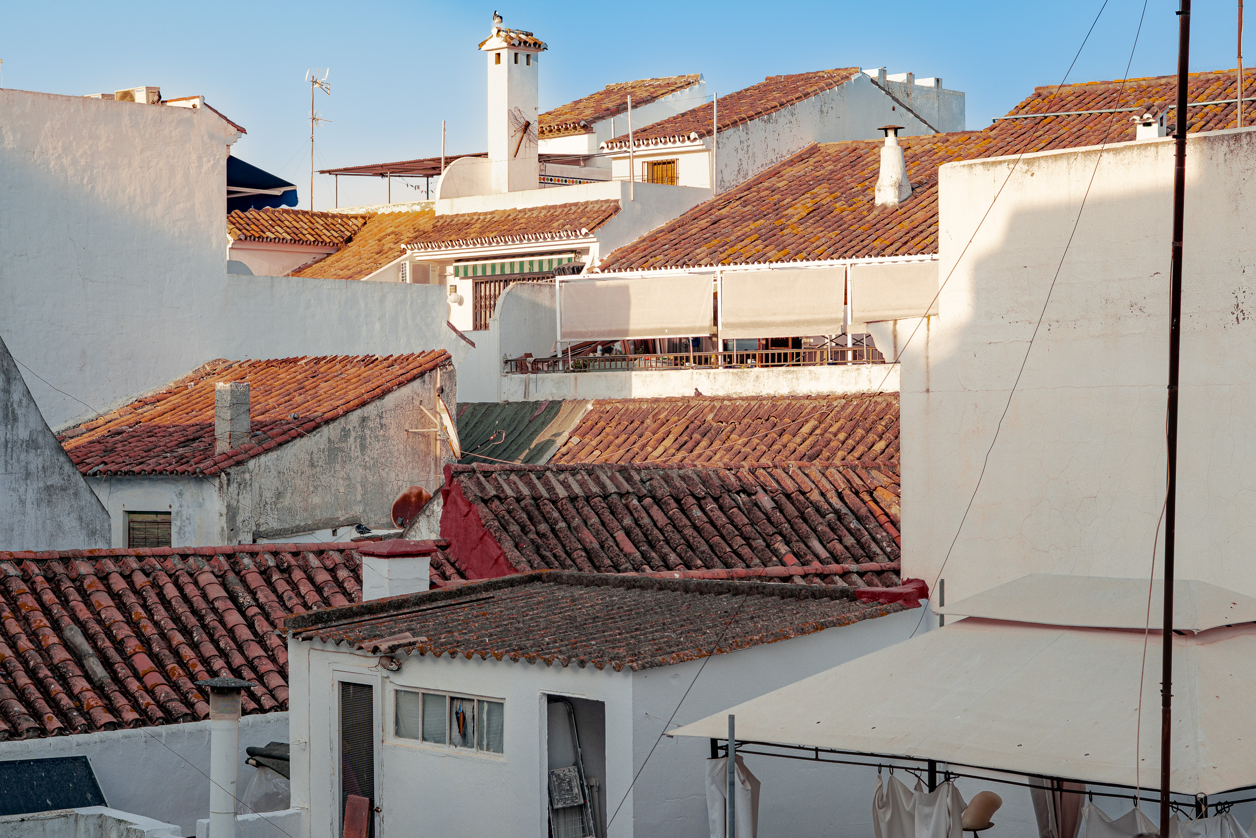 Rooftops and terraces in Estepona's Old Town, at sunset