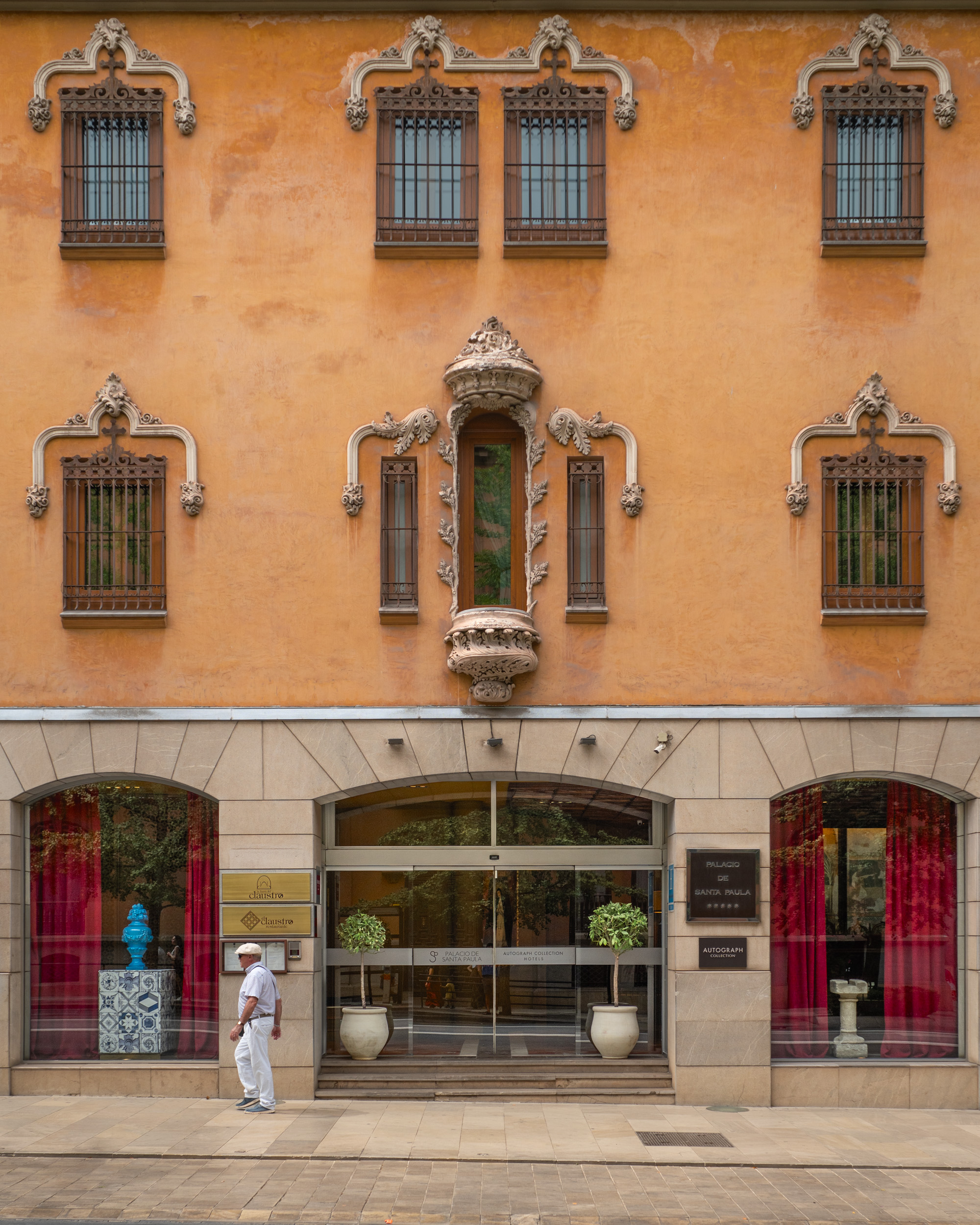 Historic facade of 5 star Hotel Palacio de Santa Paula on the Gran Vía de Colón in Granada
